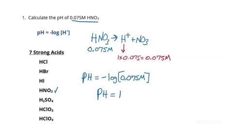 How to Calculate the pH of a Strong Acid Solution | Chemistry | Study.com