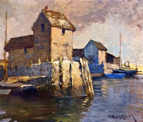 Maine Harbor Scene Painting | Georges Ames Aldrich Oil Paintings