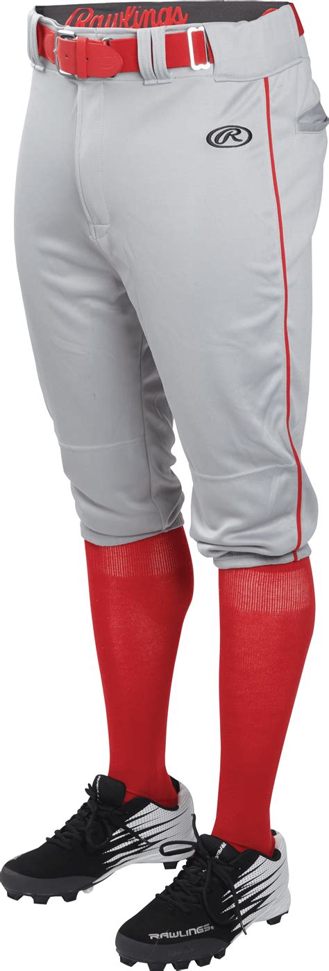 Rawlings Youth Launch Knicker Piped Baseball Pant Gray/Red Stripe Youth XL - Walmart.com ...