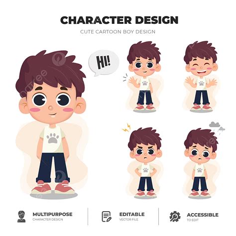 Boy Character Vector Art PNG, Cute Boy Character Design, Cartoon, Boy, People PNG Image For Free ...