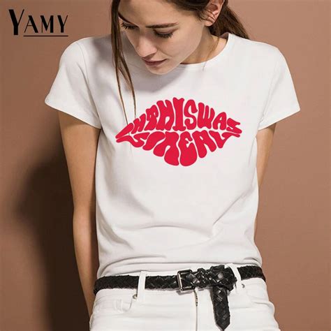 2018 funny t shirts cotton white graphic tees women tops kawaii Lip ...