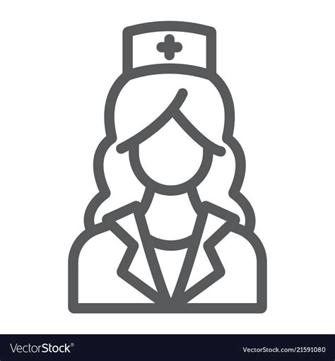 Nurse line icon, medicine and clinical, woman sign, vector graphics, a ...