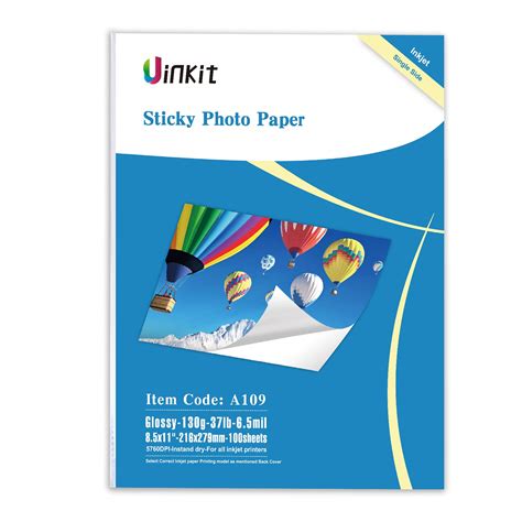 Buy Uinkit 100 Sheets Printable Glossy Sticker Photo Paper 8.5x11 Full Sheet Inkjet Self ...