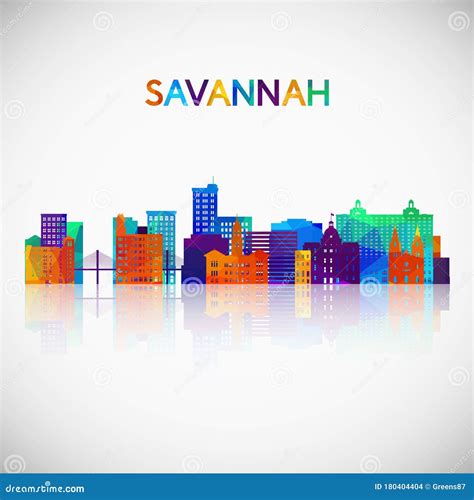 Savannah Skyline Silhouette in Colorful Geometric Style. Stock Vector ...