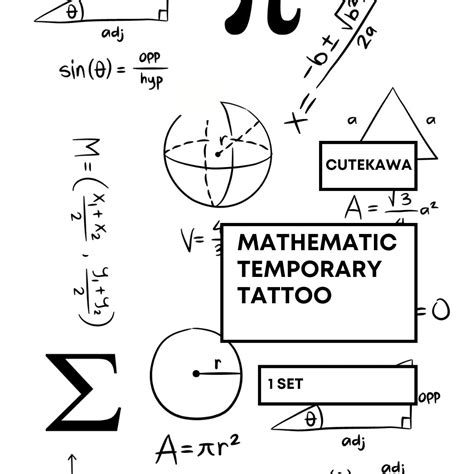 Mathematical Formulas and Symbols Temporary Tattoo Set Fun and Educational Body Art for All Ages ...