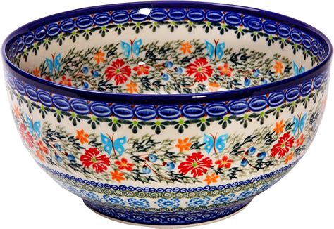 Polish Pottery Ceramika Boleslawiec Royal Blue Patterns with Red ...