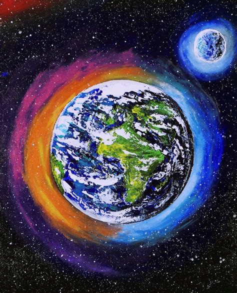 Earth Painting World Space Paintings on Canvas Original - Etsy