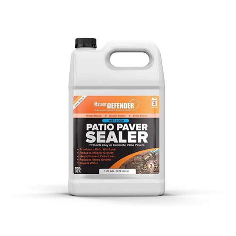 Low Gloss Patio Paver Sealer, 1 gal - Clear Water-Based Sealant for Natural Stone Surfaces ...