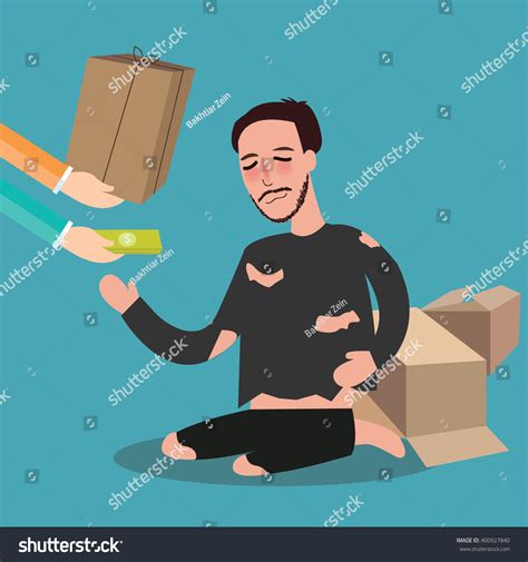 Giving Money Poor Homeless Living Card Stock Vector (Royalty Free) 400927840 | Shutterstock