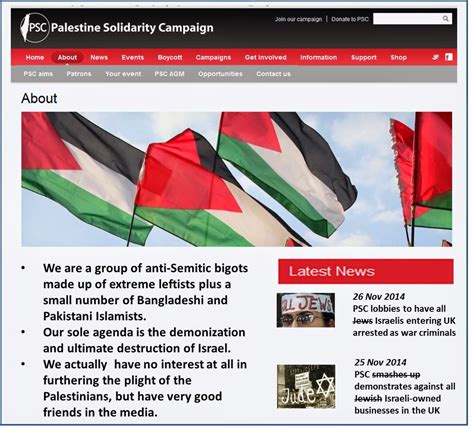 Confronting antisemitism and Israel hatred: Palestine Solidarity Campaign: now their website ...