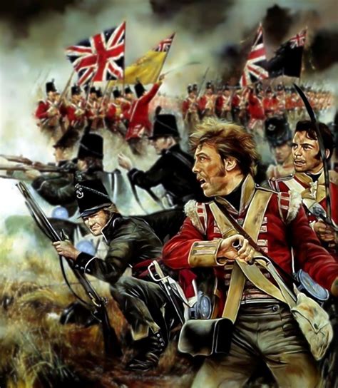 British 52nd Oxfordshire troops and the 95th Rifles in combat, Waterloo ...