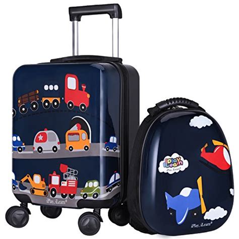 iPlay iLearn 2Pcs Kids Lightweight Luggage Set, Durable Carry on Suitcase, Hard Shell Backpack ...