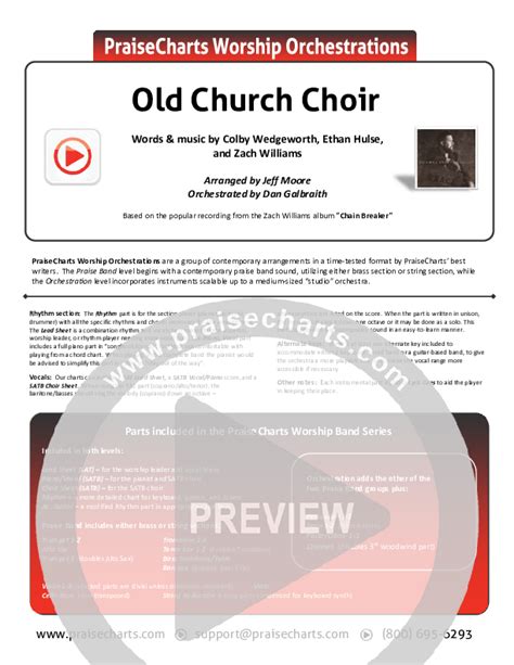 Old Church Choir (Zach Williams) - PraiseCharts