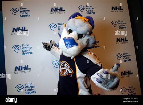 Nashville Predators mascot Gnash poses for photographs at Time Warner ...