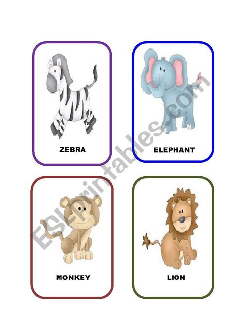 Jungle animals-Flashcards - ESL worksheet by anism