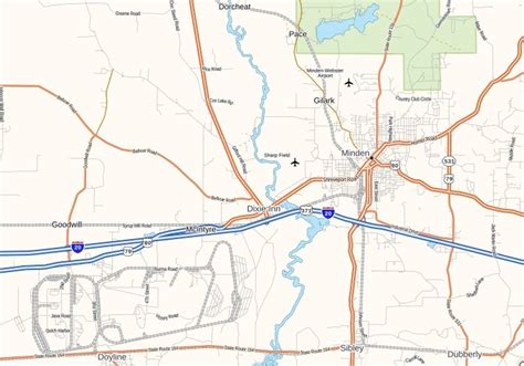 Minden Airport Map, Louisiana