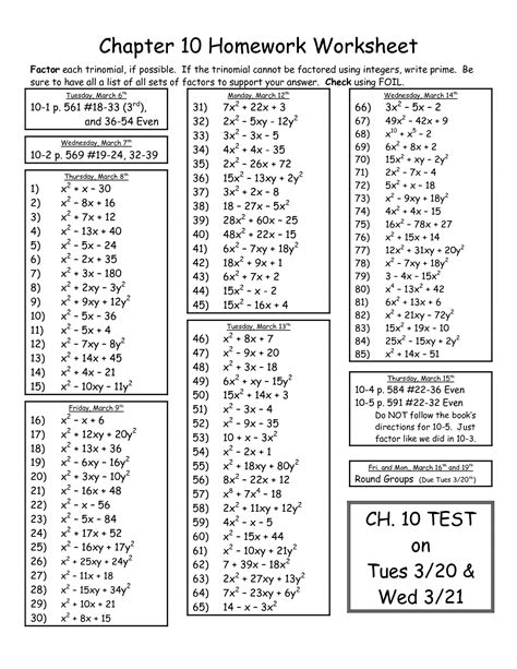 Factoring Trinomials A 1 Worksheet Db Excel - Quadraticworksheet.com