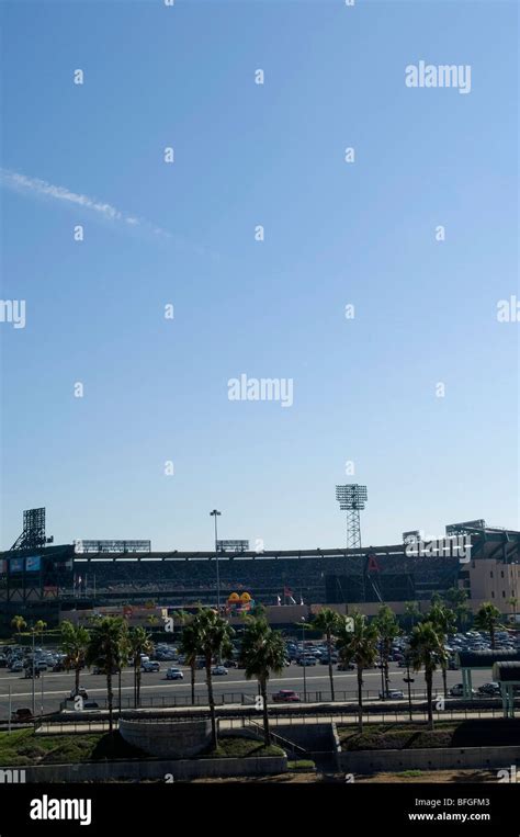 Anaheim Angel Stadium parking lot, viewed from a distance to show the ...