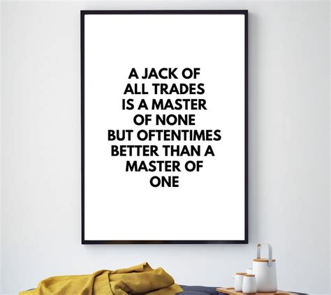 Buy A Jack of All Trades is a Master of None Poster Motivational Online in India - Etsy