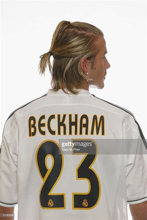 Football player David Beckham wears his Real Madrid, #23 shirt on... | David beckham football ...