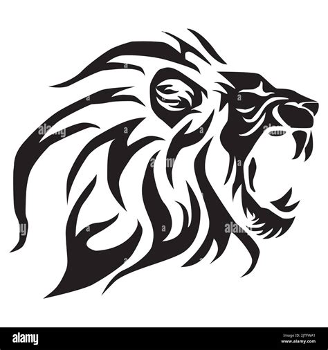 A black lion head isolated on a white background Stock Vector Image ...