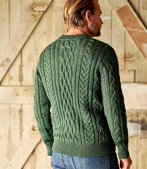 Dark Forest | Mens Pure Wool Aran Knitted Sweater | WoolOvers US