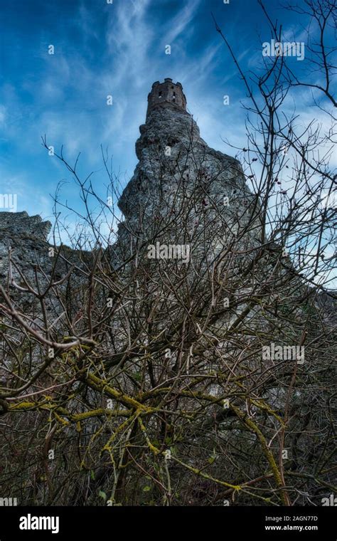 Devin castle ruins tower in Slovakia Stock Photo - Alamy