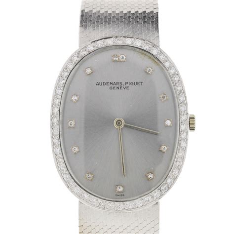 Audemars Piguet Lady's White Gold Diamond Satin Bracelet Quartz Wristwatch For Sale at 1stDibs