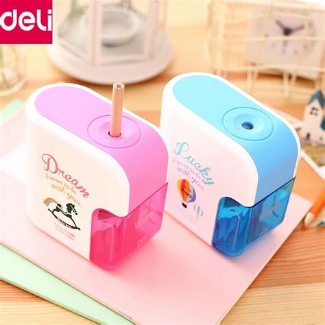 Deli Electric Pencil Sharpener Helical Steel Blade Sharpener Pencil Cutter Machine Rewading Gift ...