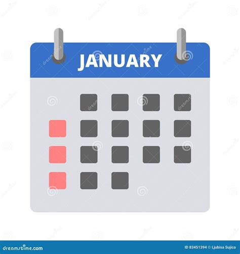 Calendar icon January stock illustration. Illustration of clip - 83451394