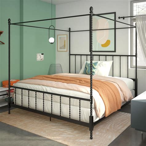 DHP Anika Metal Canopy Bed, King Size Frame, Black - Walmart.com ...