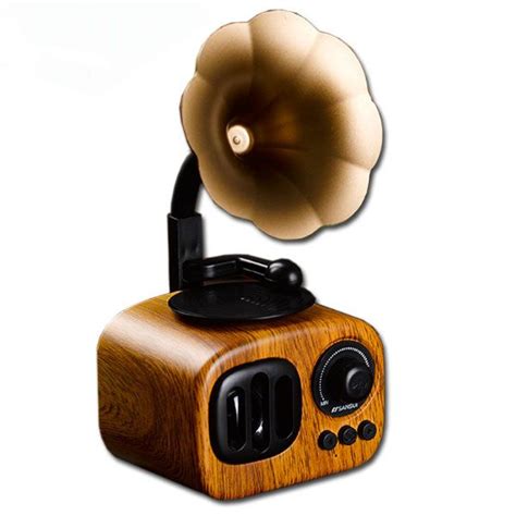 Retro Bluetooth Gramophone Speaker - Portable - Khaki - Brown - ApolloBox