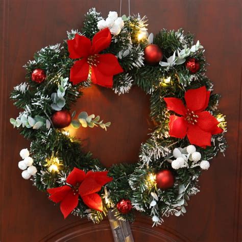 Christmas Wreath Circle Holly Mistletoe Baubles Garland Door Hanging Decoration - Walmart.com