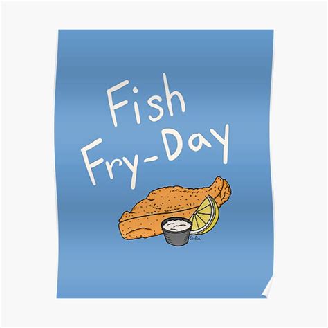 "Fish Fry-day - Fish Fry Friday - Cream Text & Blue Gray Background ...