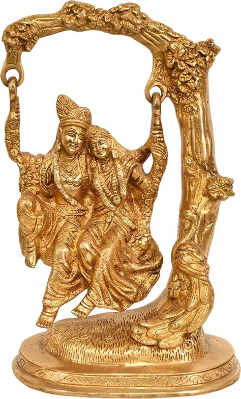 Amazon.com: Radha and Krishna Swing Together - Brass Statue : Home ...