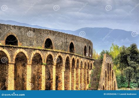 View of the Pompeii Amphitheatre Stock Photo - Image of eruption, attraction: 69204346