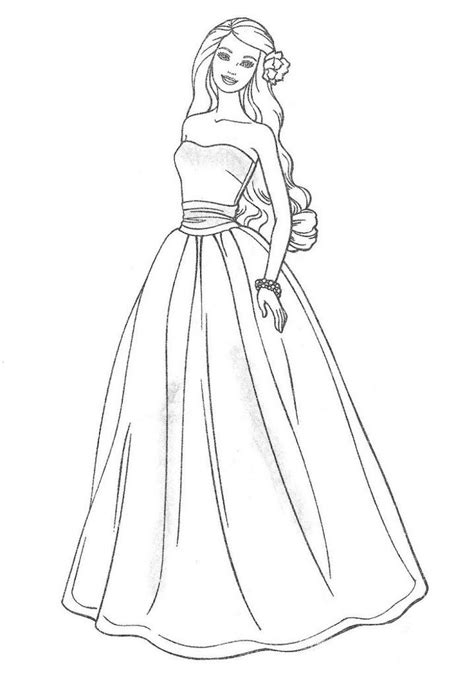 Wedding Dress Coloring Pages for Girls | Activity Shelter | Barbie drawing, Doll drawing, Barbie ...