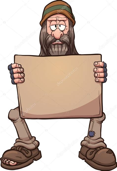 Homeless man with sign — Stock Vector © memoangeles #108406470