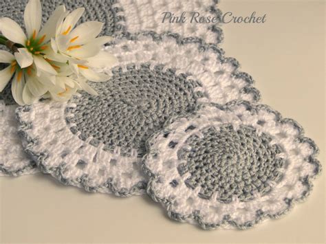 Pink Rose Crochet: Porta-Copos Centrinhos Motivo Flor Mini Mats Coasters