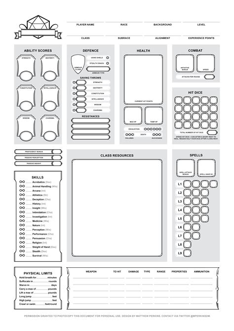 Custom Dnd 5E Character Sheet