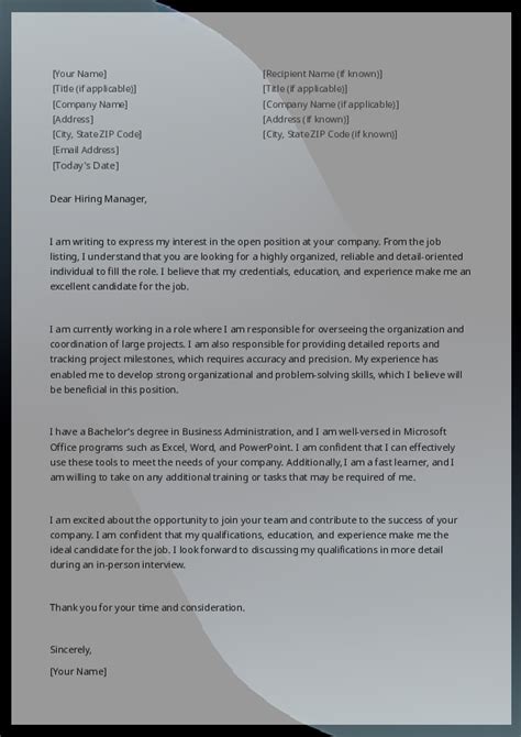 Application Letter For Employment Template - Infoupdate.org