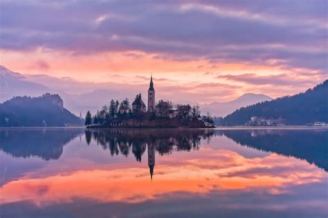 A photo gallery with landscape photos of Lake Bled in Slovenia