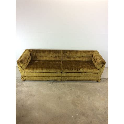 Mid Century Modern Green Sofa With Tufted Back | Chairish