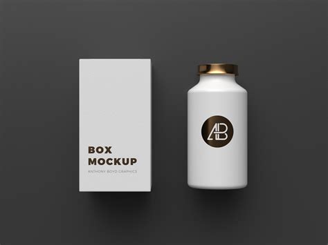 Cosmetics Bottle with Box Mockup - Mockup World