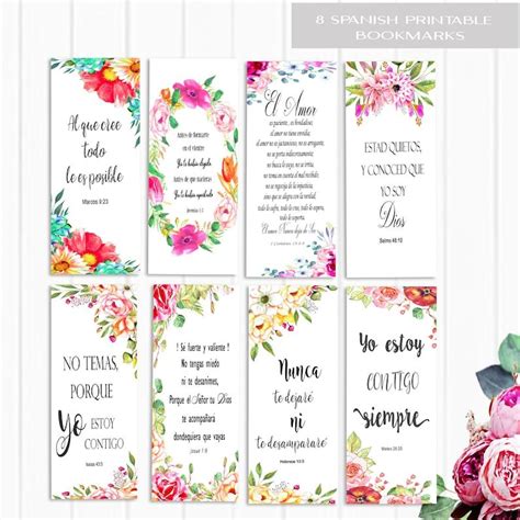 Spanish Bible Bookmarks, Printable Set of 8, 7 X 2.5 Inches, Instant Download, Bookmarks ...