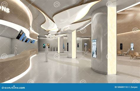 Stylish Modern Building Lobby Stock Photo - Image of dimensional ...