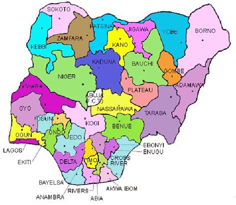 , Map of Nigeria, Showing 36 States and the Federal Capital Territory.... | Download Scientific ...