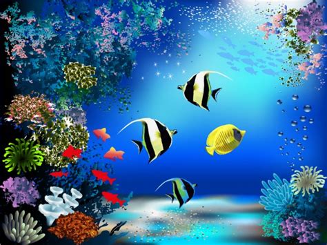 Coral Reef Fish In Blue Ocean Wallpaper Wall Mural