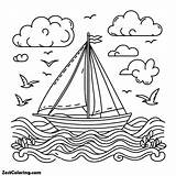 Sail Boat Picture Coloring Page For Kids  – Smart sketch template