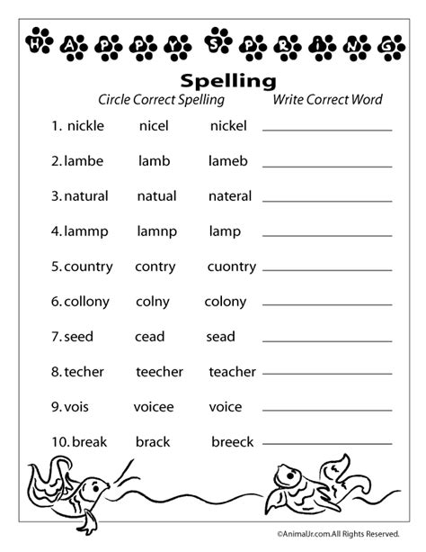 Spring Spelling Worksheet - Woo! Jr. Kids Activities